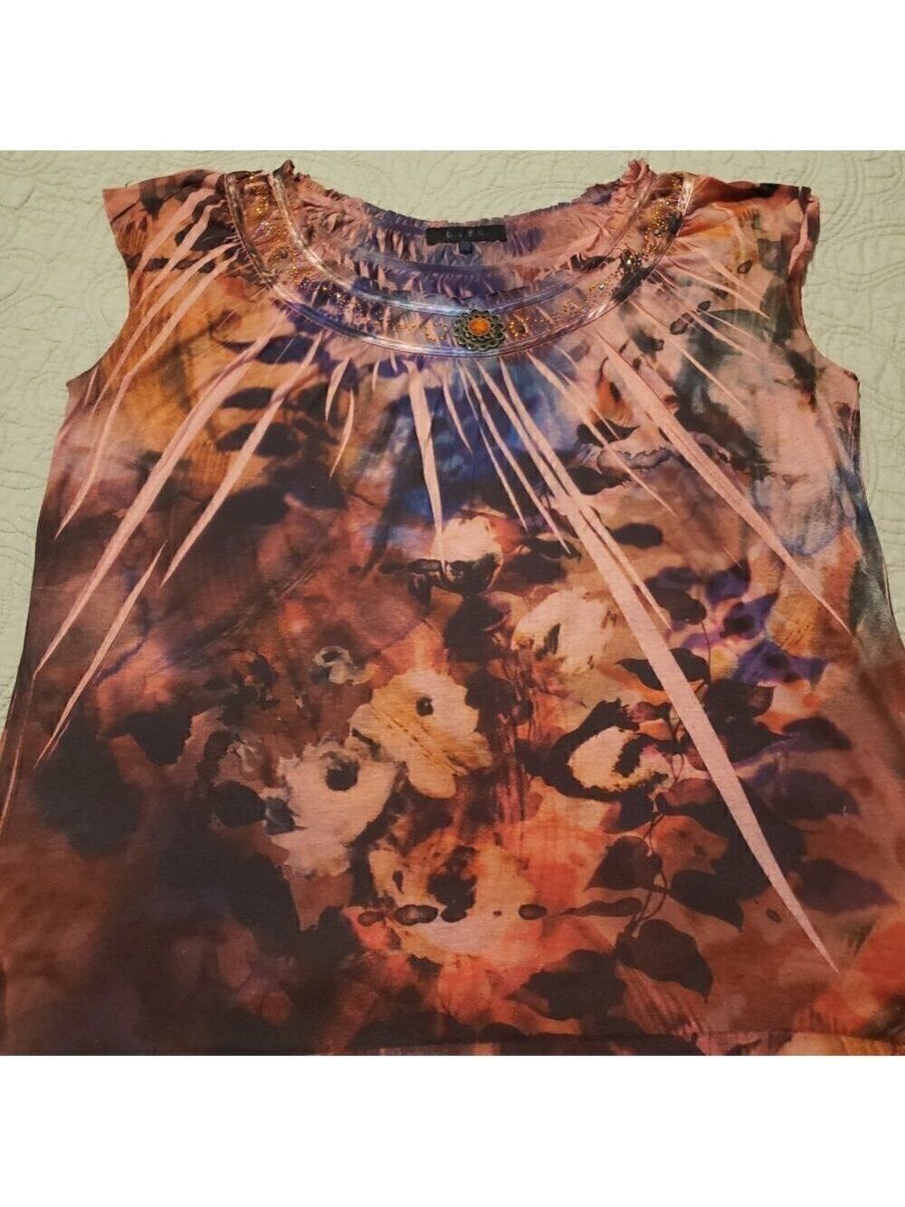 B.L.E.U Orange Sublimation Dye Print Top